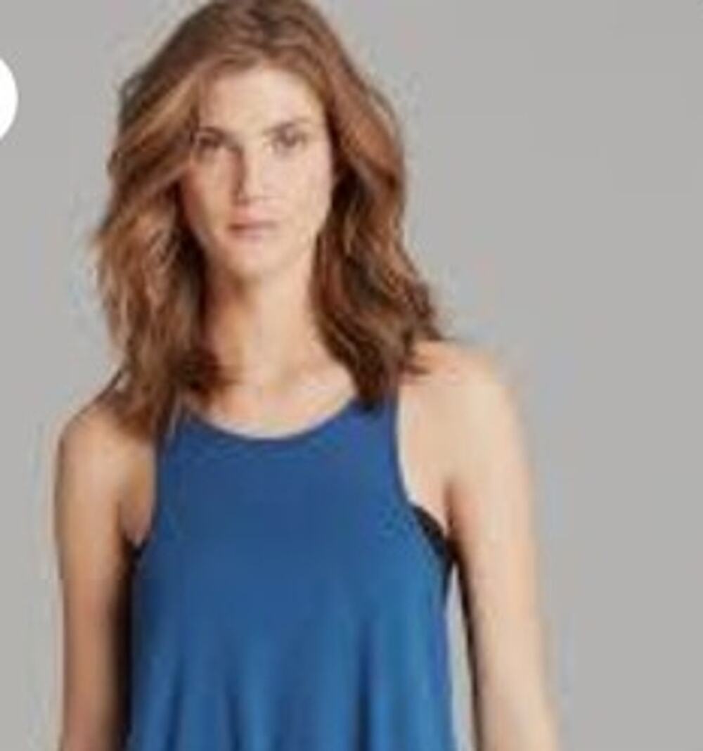 Free People Racerback Ribbed Long Beach Tank Top / Blue Size M/M